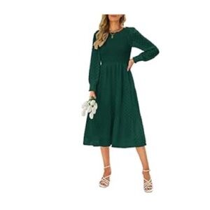 Annebouti rich green Long Sleeve Midi X-Large dress